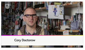 Screen shot from course "trailer," featuring Cory Doctorow