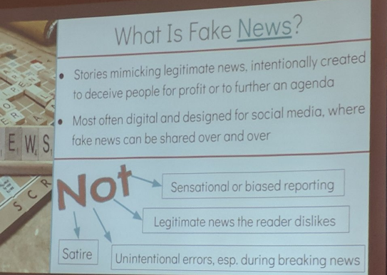 Photo of "What is fake news?" slide