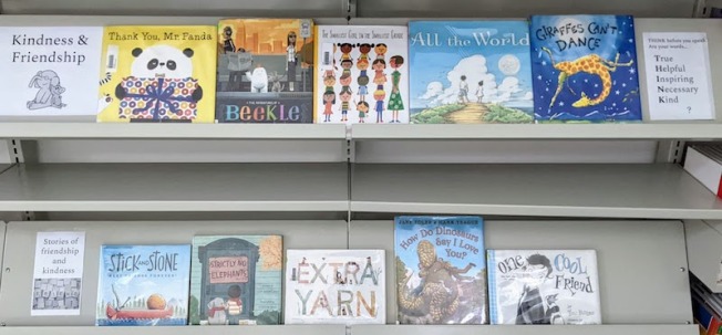 Display of books on Kindness and Friendship