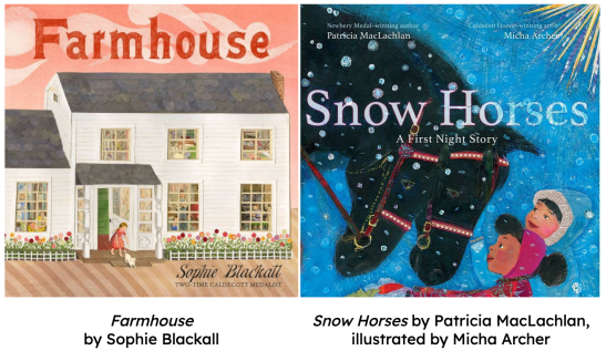 Cover images of Farmhouse and Snow Horses